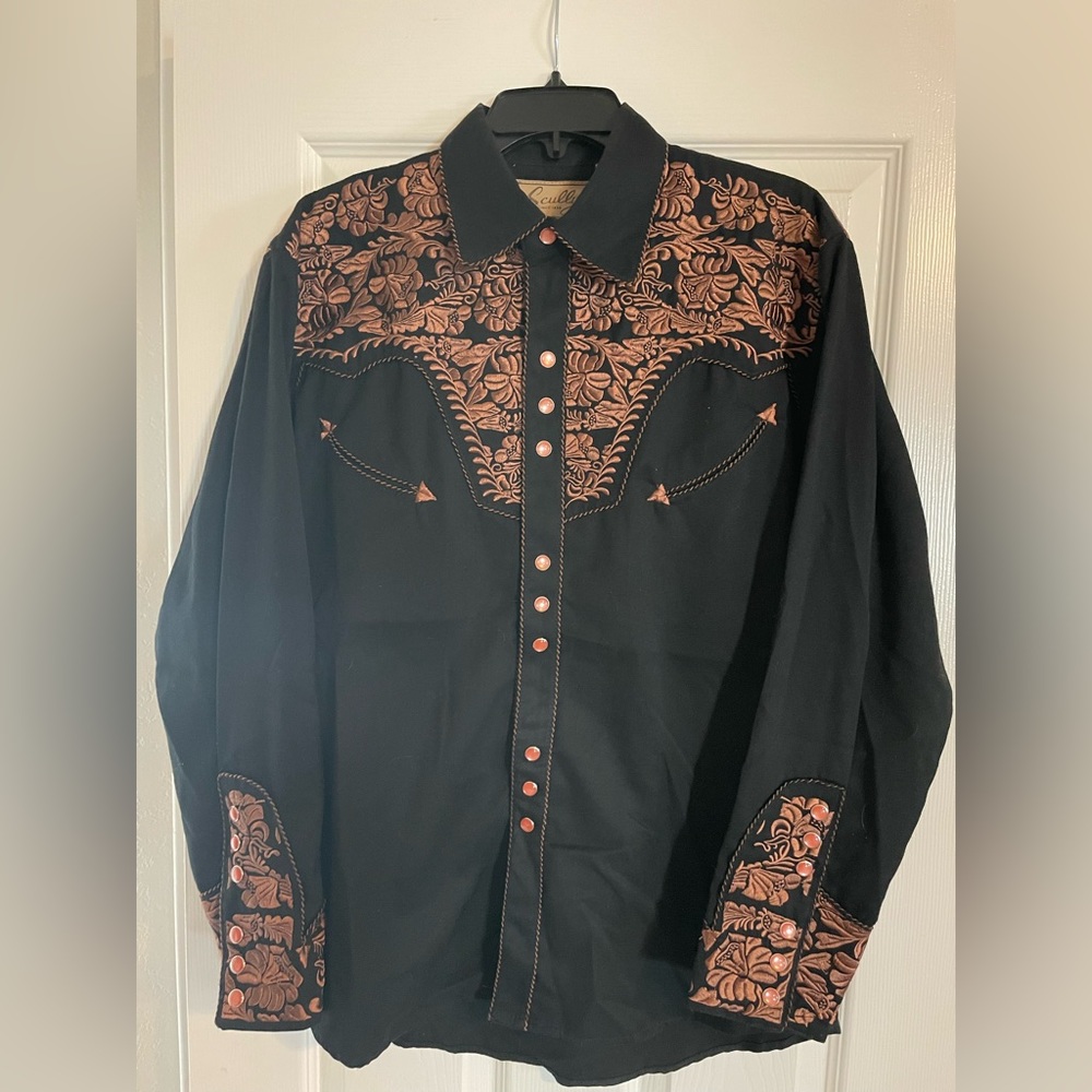 Scully Men's Black & Copper Legends Gunfighter Long Sleeve Western Shirt